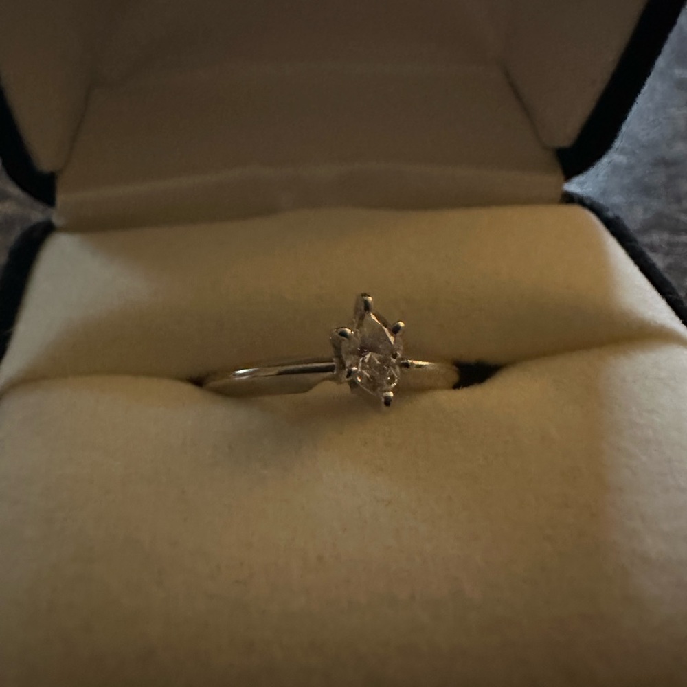 1/2 ct. Diamond Solitaire Marquise Engagement Ring - White Gold  Size 6
